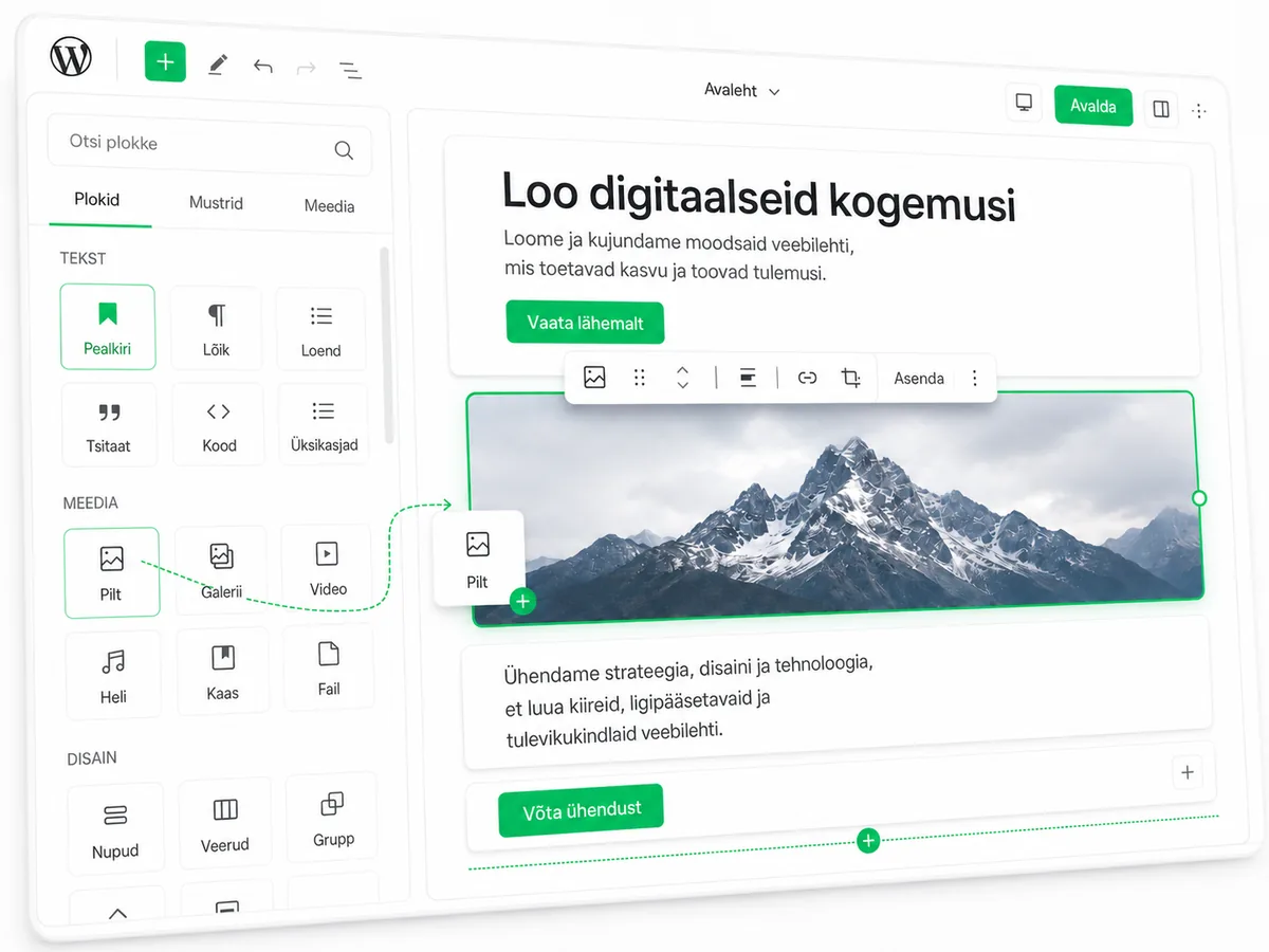 WordPressi plokiredaktor (Gutenberg) töös